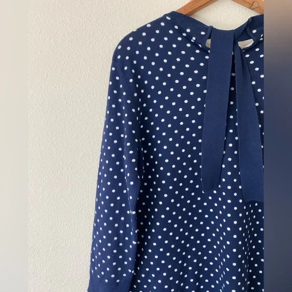 Polo Ralph Lauren Women’s CrewNeck Navy&White Polka Dot Sweater w/Backbow Size M - Picture 9 of 13